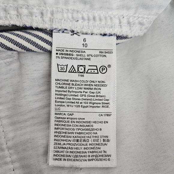 GAP Girlfriend Khaki Pants Blue Conductor Stripe High Rise Slim Straight Chino 6 - Picture 6 of 7